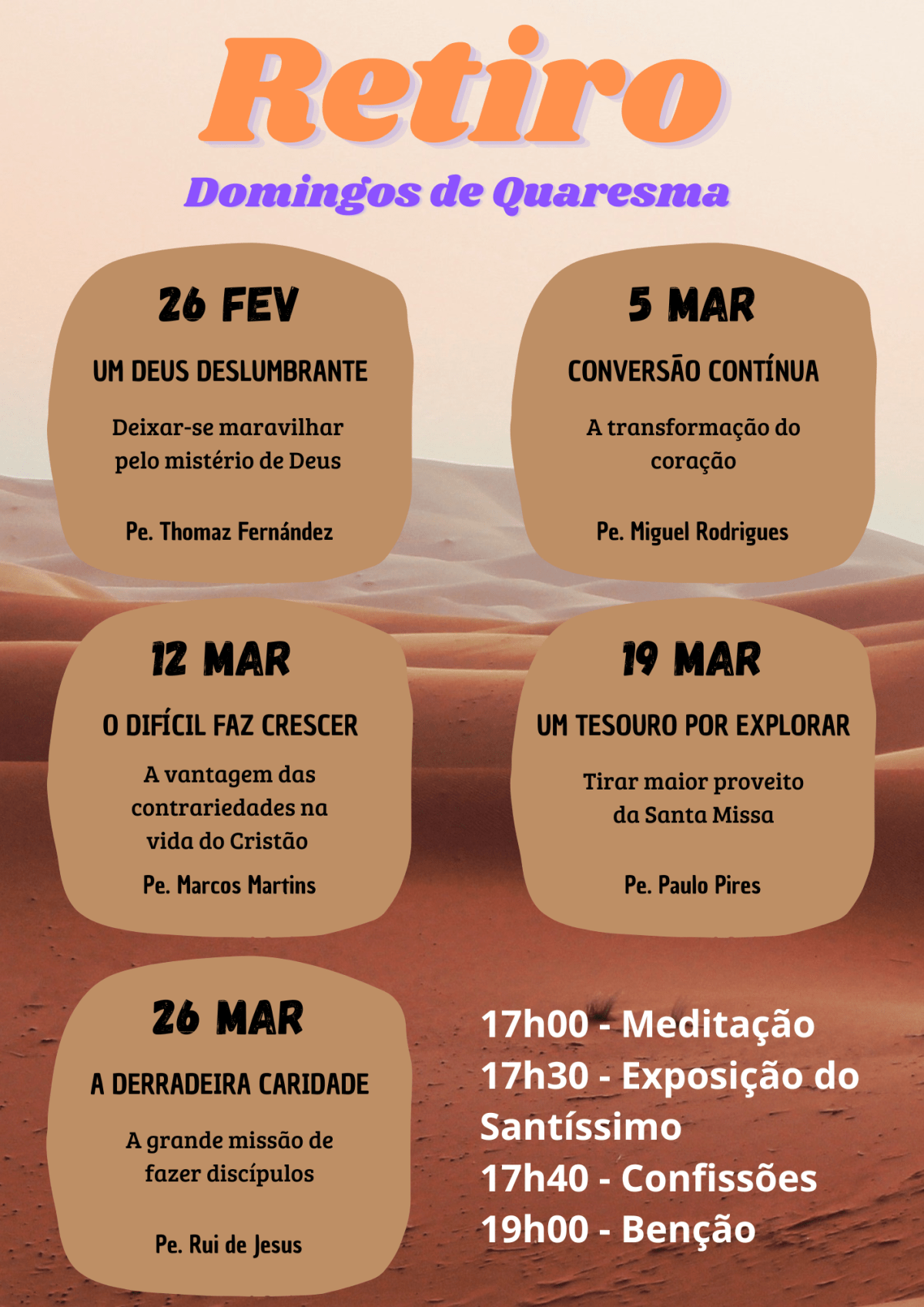 Retiros – Domingos da&nbsp;Quaresma